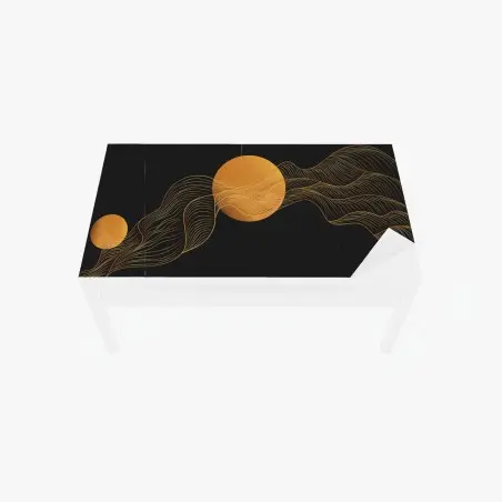 Adesivo per tavolo e scrivania eleganza dorata su sfondo nero • Wallissimo®