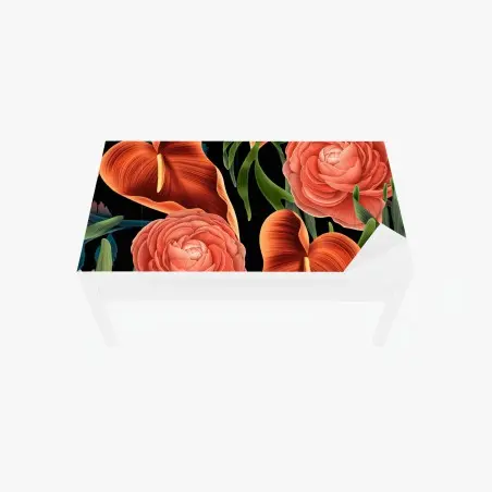 Adesivo per tavolo e scrivania bouquet floreale su sfondo nero • Wallissimo®
