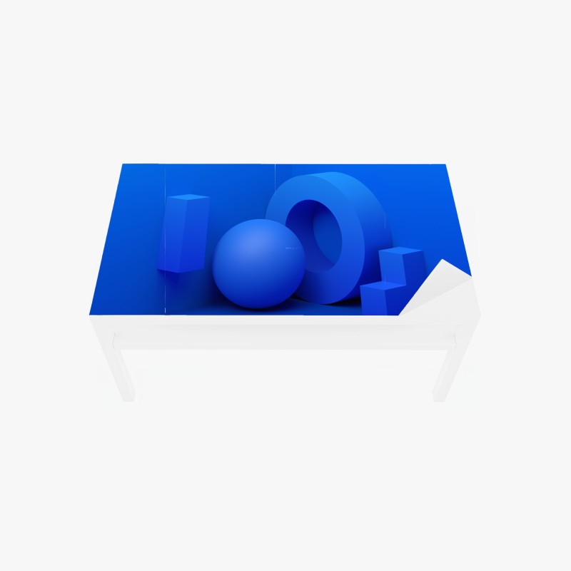 Adesivo per tavolo e scrivania composizione geometrica blu minimalista
