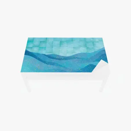 Adesivo per tavolo e scrivania onde d'acqua astratte con riflessi dorati • Wallissimo®