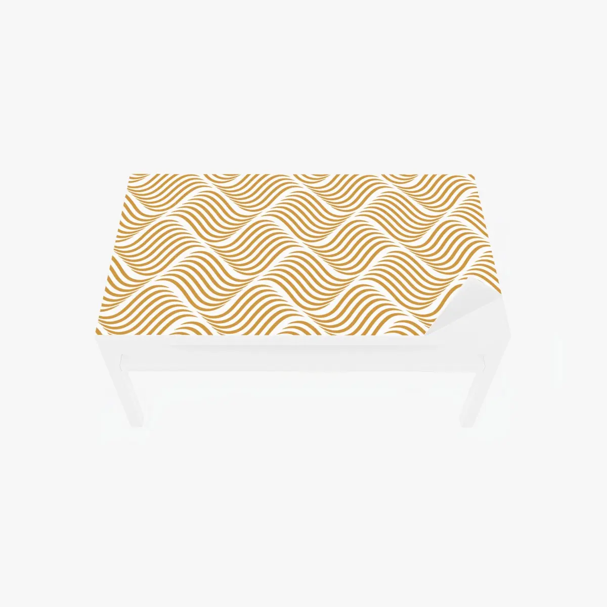 Adesivo per tavolo e scrivania onde dorate su sfondo bianco • Wallissimo®