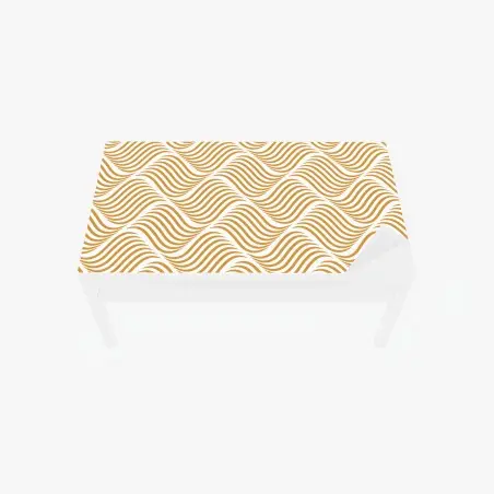 Adesivo per tavolo e scrivania onde dorate su sfondo bianco • Wallissimo®