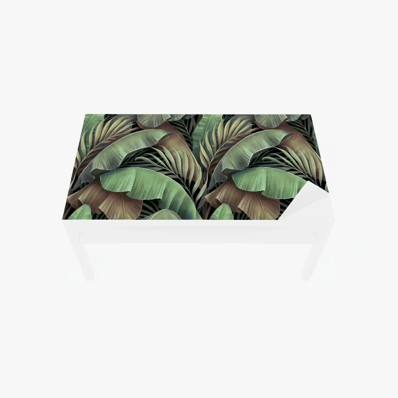 Adesivo per tavolo e scrivania elegante motivo di foglie tropicali verde smeraldo