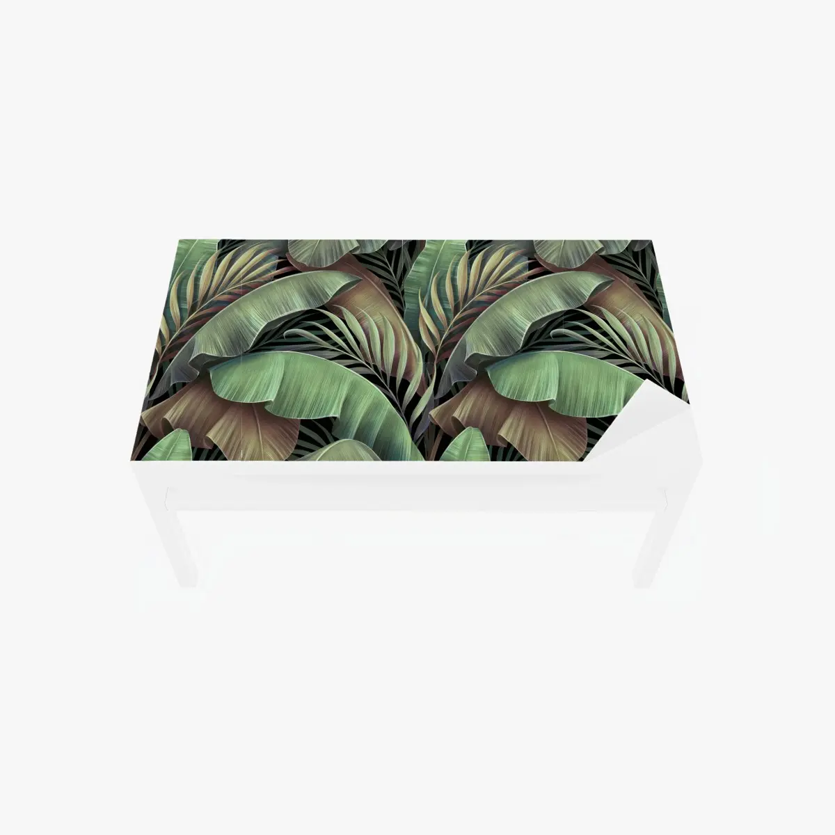 Adesivo per tavolo e scrivania elegante motivo di foglie tropicali verde smeraldo • Wallissimo®