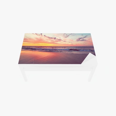 Adesivo per tavolo e scrivania tramonto rosa sul mare • Wallissimo®