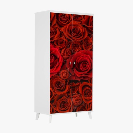 Adesivo per armadio mosaico di rose rosse • Wallissimo®