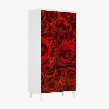 Adesivo per armadio mosaico di rose rosse • Wallissimo®
