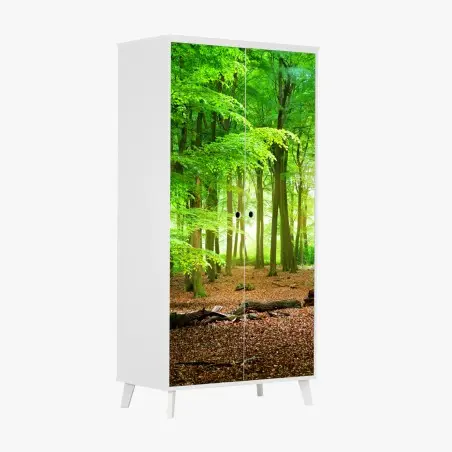 Adesivo per armadio serenità nel bosco verde • Wallissimo®