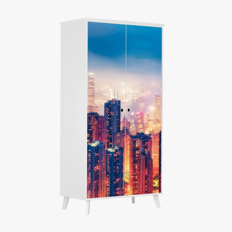 Adesivo per armadio panorama notturno di Hong Kong dal Victoria Peak