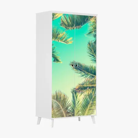 Adesivo per armadio cielo tropicale tra le palme • Wallissimo®