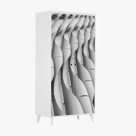 Adesivo per armadio motivi ondulati di facciata: eleganza architettonica astratta • Wallissimo®