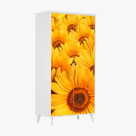 Adesivo per armadio esplosione di girasoli dorati • Wallissimo®
