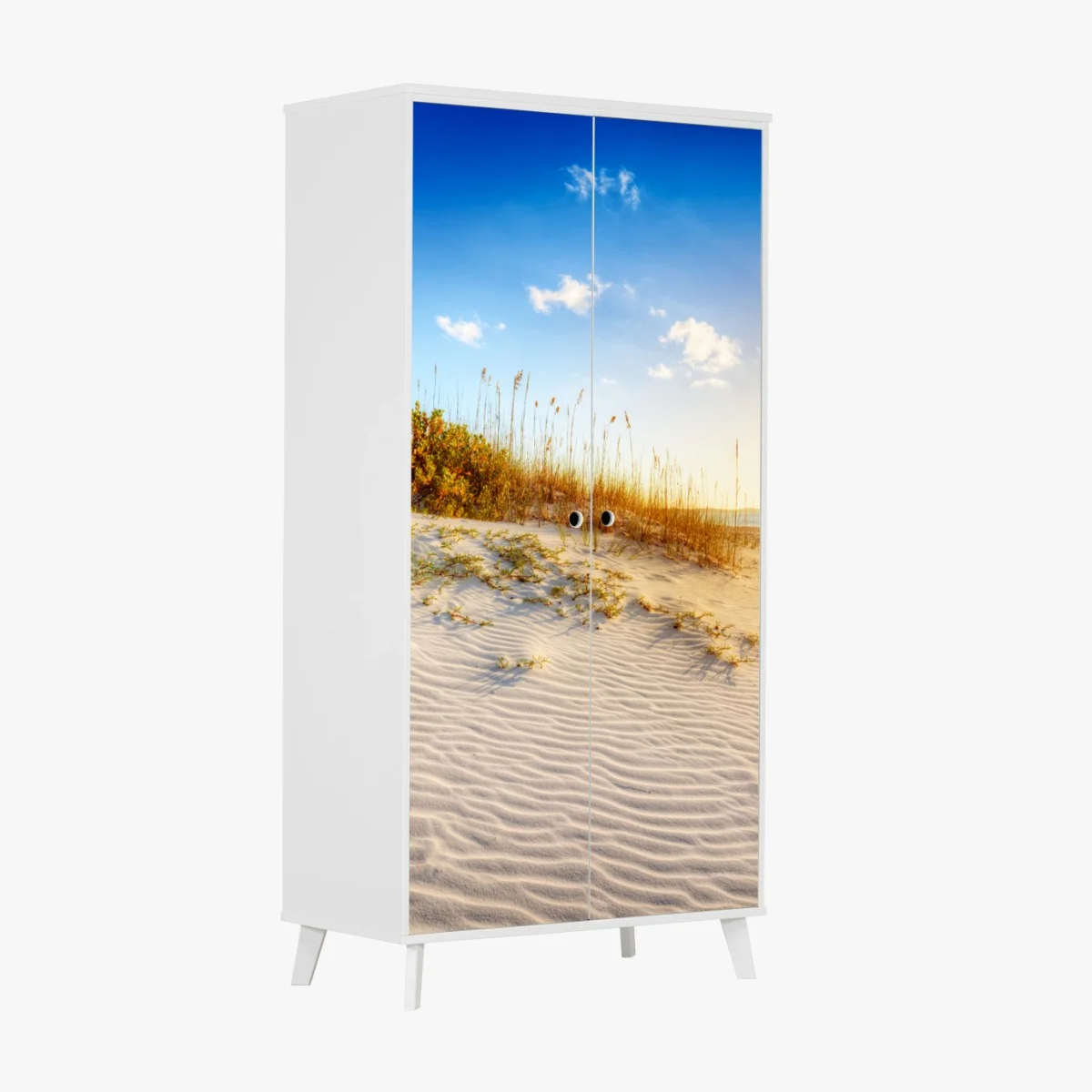 Adesivo per armadio tramonto a Grace Bay — dune dorate • Wallissimo® Adesivo per armadio tramonto a Grace Bay — dune dorate • Wallissimo®