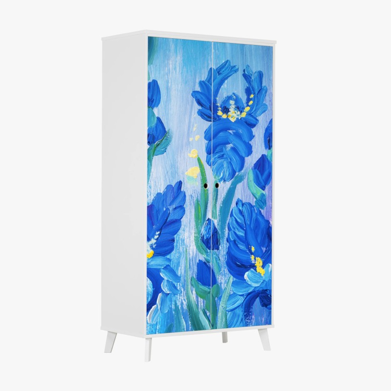 Adesivo per armadio fioritura di iris blu