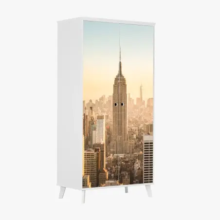 Adesivo per armadio panorama urbano di New York al tramonto • Wallissimo®