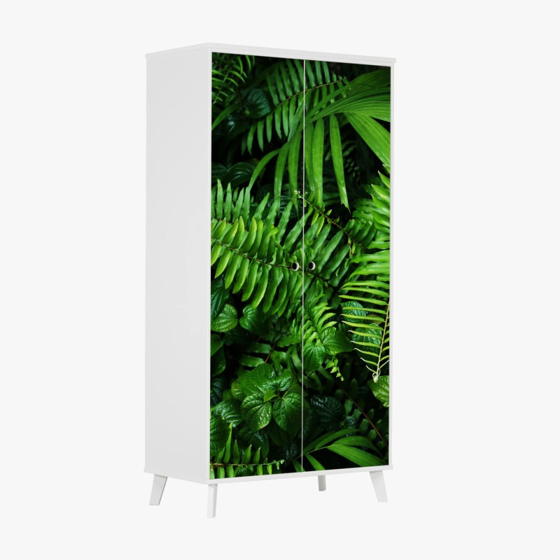 Adesivo per armadio parete verde di felci tropicali