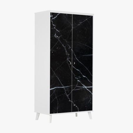 Adesivo per armadio marmo nero venato per pareti di design • Wallissimo®