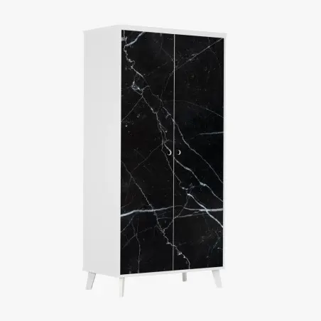 Adesivo per armadio marmo nero venato per pareti di design • Wallissimo®