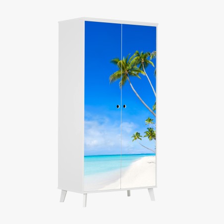 Adesivo per armadio paradiso tropicale con palme e mare turchese • Wallissimo®