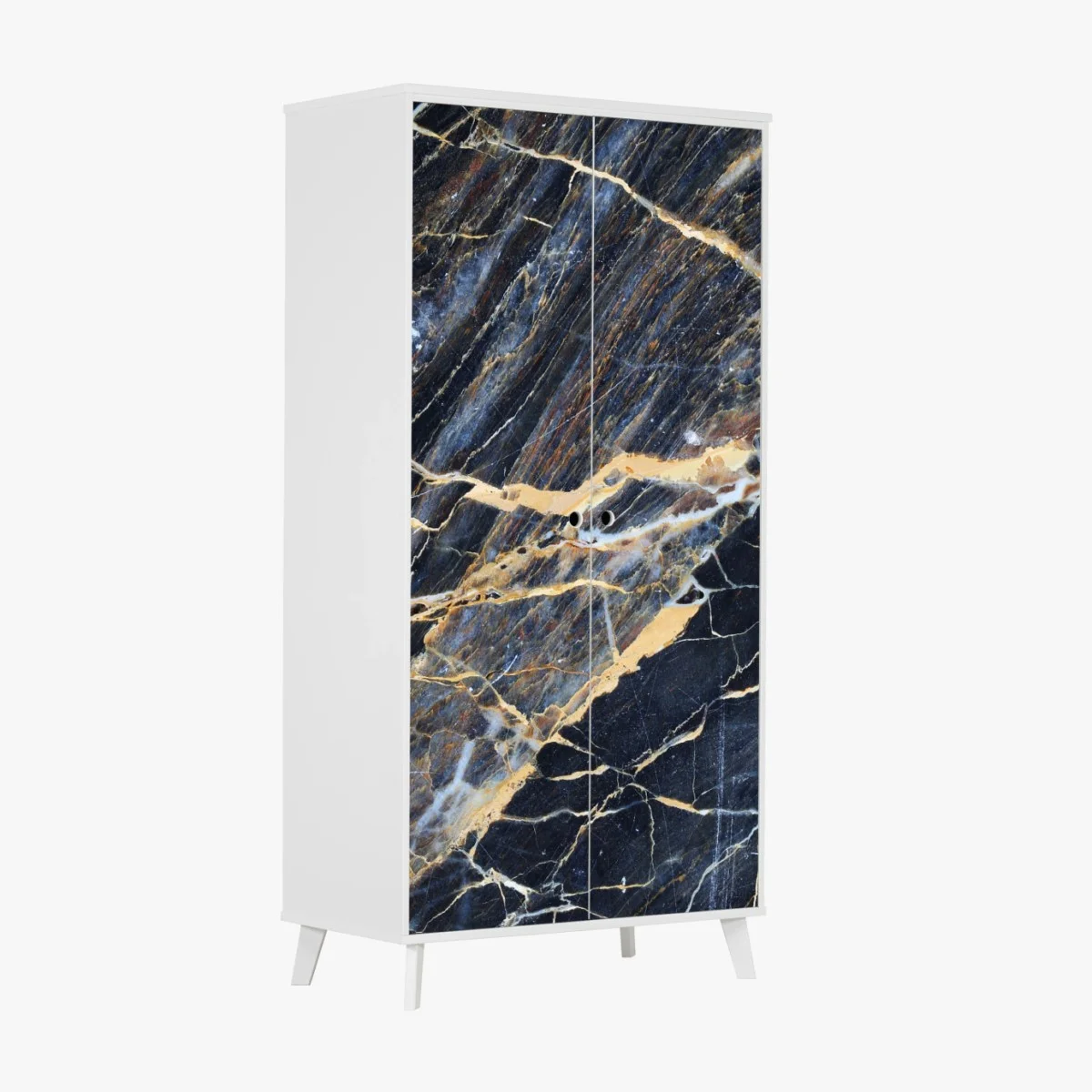 Adesivo per armadio marmo blu scuro con venature dorate e crema • Wallissimo® Adesivo per armadio marmo blu scuro con venature dorate e crema • Wallissimo®