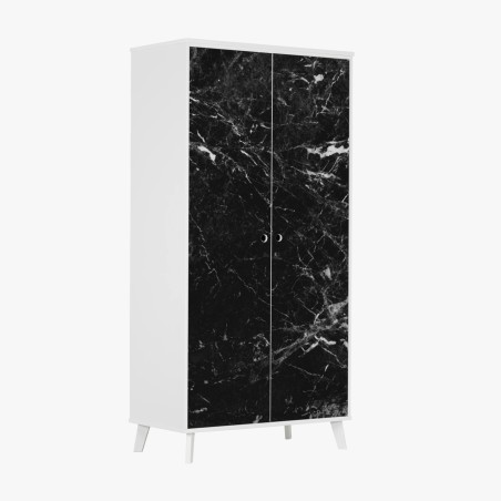 Adesivo per armadio elegante marmo nero dalle venature bianche • Wallissimo®