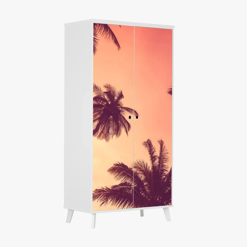Adesivo per armadio tramonto tropicale con palme