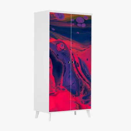 Adesivo per armadio effetto marmorizzato magenta e viola • Wallissimo®