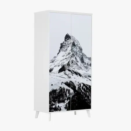 Adesivo per armadio maestosa cima innevata • Wallissimo®