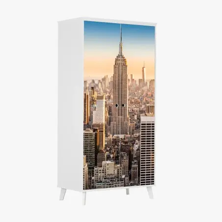 Adesivo per armadio vista aerea di New York al tramonto • Wallissimo®