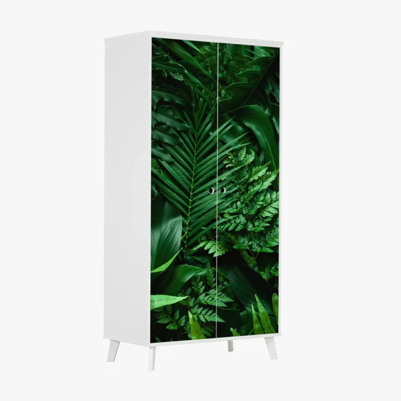 Adesivo per armadio mosaico di foglie tropicali