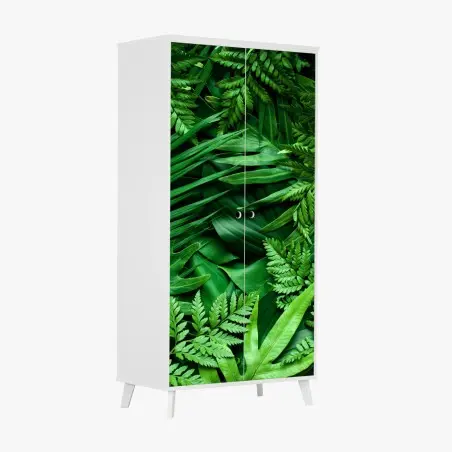 Adesivo per armadio motivo botanico di foglie tropicali • Wallissimo®