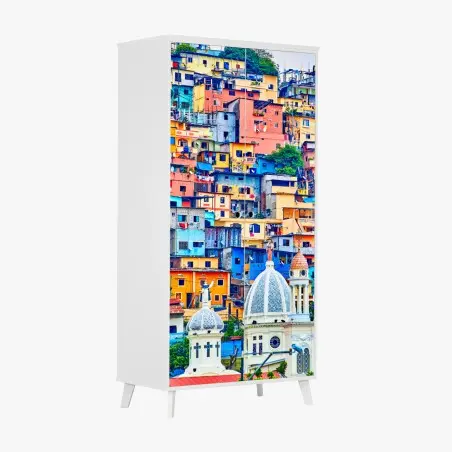 Adesivo per armadio panorama colorato di Las Penas a Guayaquil • Wallissimo®