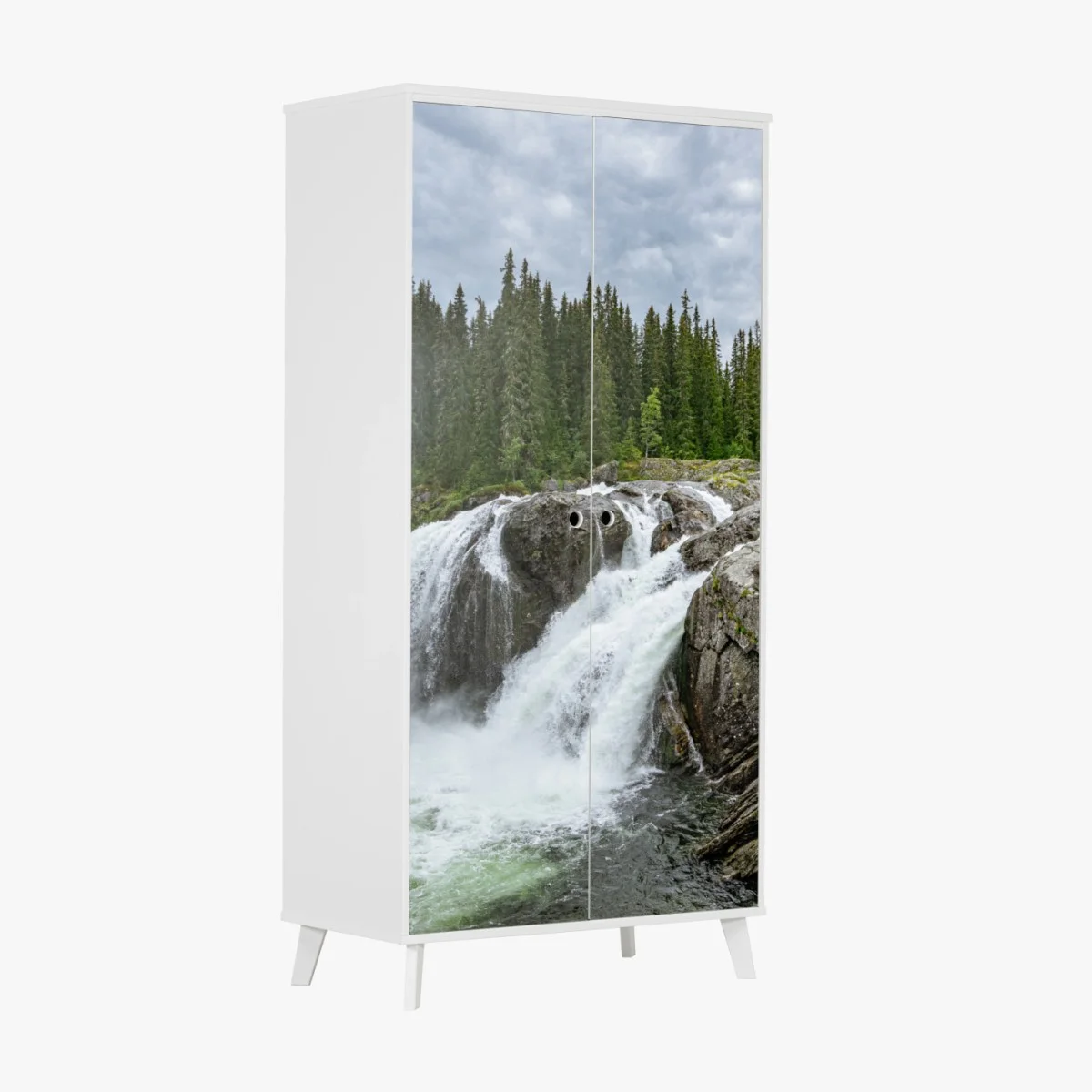 Adesivo per armadio cascata impetuosa nella foresta • Wallissimo® Adesivo per armadio cascata impetuosa nella foresta • Wallissimo®