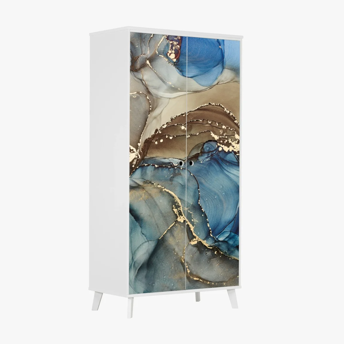 Adesivo per armadio correnti di inchiostro blu con venature dorate • Wallissimo® Adesivo per armadio correnti di inchiostro blu con venature dorate • Wallissimo®