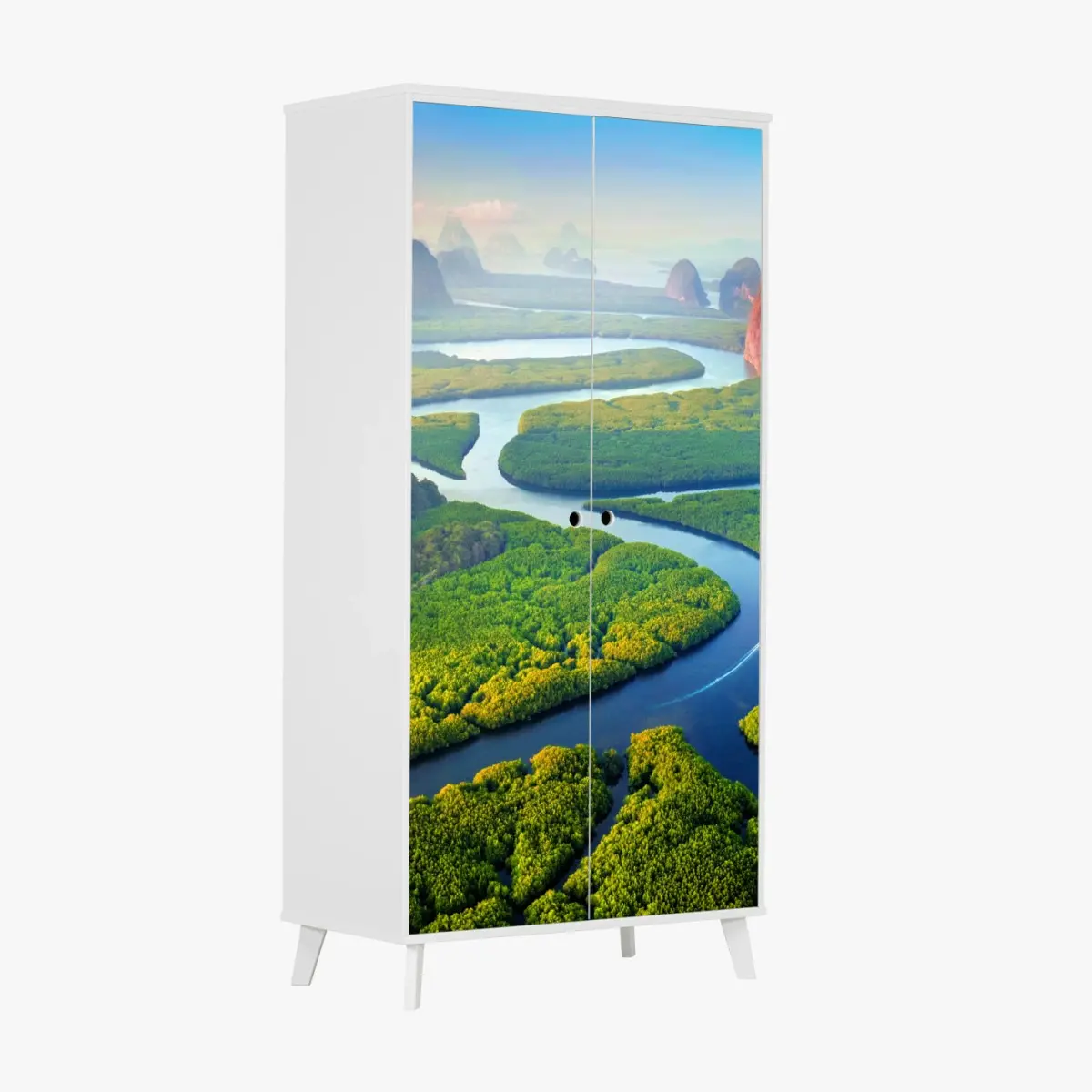 Adesivo per armadio alba dorata sulla baia di Phang Nga, Thailandia • Wallissimo®