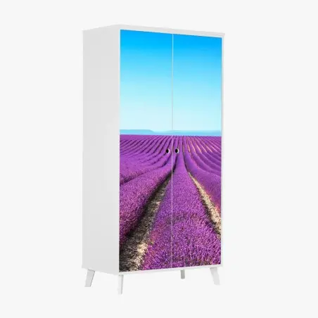 Adesivo per armadio distese di lavanda all'orizzonte • Wallissimo®