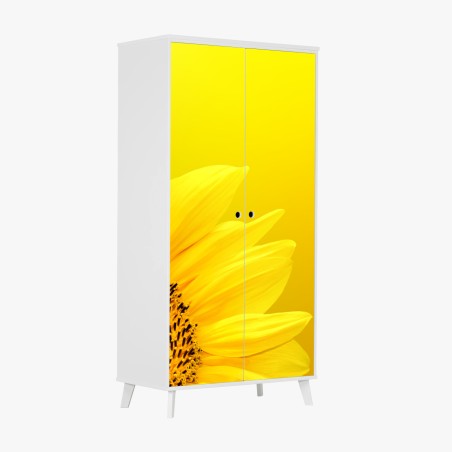 Adesivo per armadio girasole luminoso su sfondo giallo • Wallissimo®