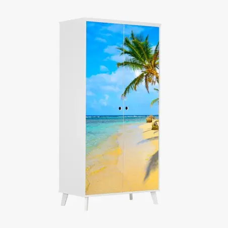 Adesivo per armadio spiaggia tropicale al sole • Wallissimo®