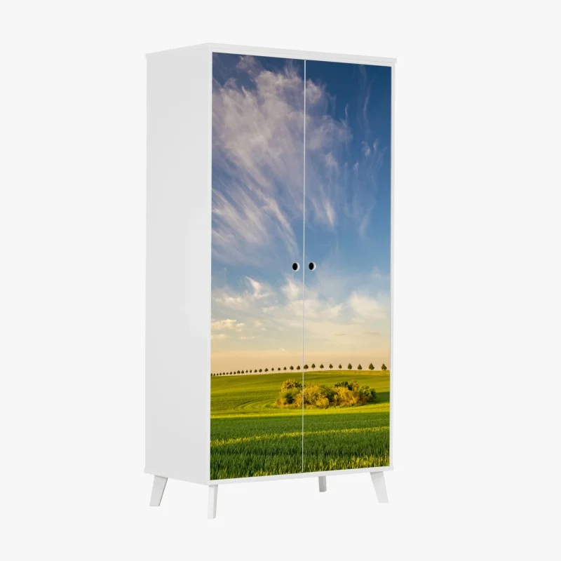 Adesivo per armadio orizzonte primaverile con filari di alberi