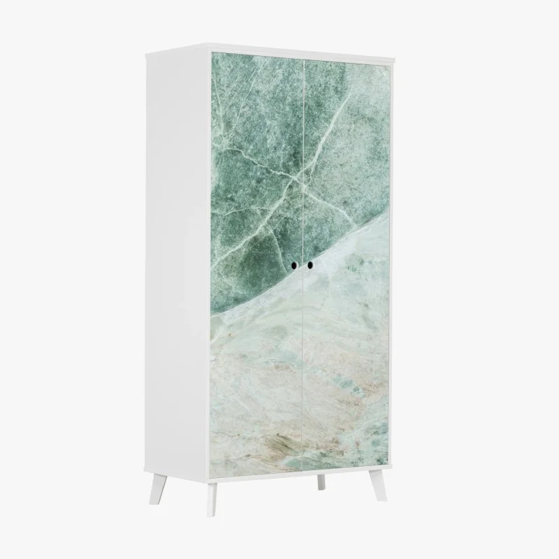 Adesivo per armadio marmo verde astratto con venature sottili