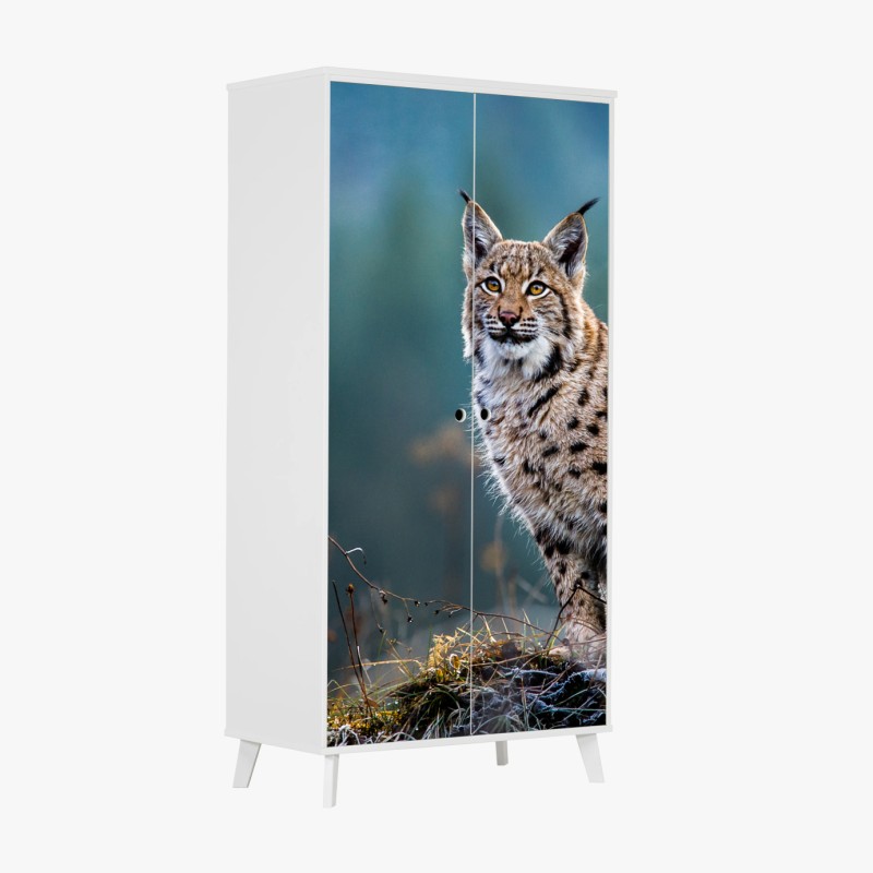 Adesivo per armadio lince maestosa nel bosco