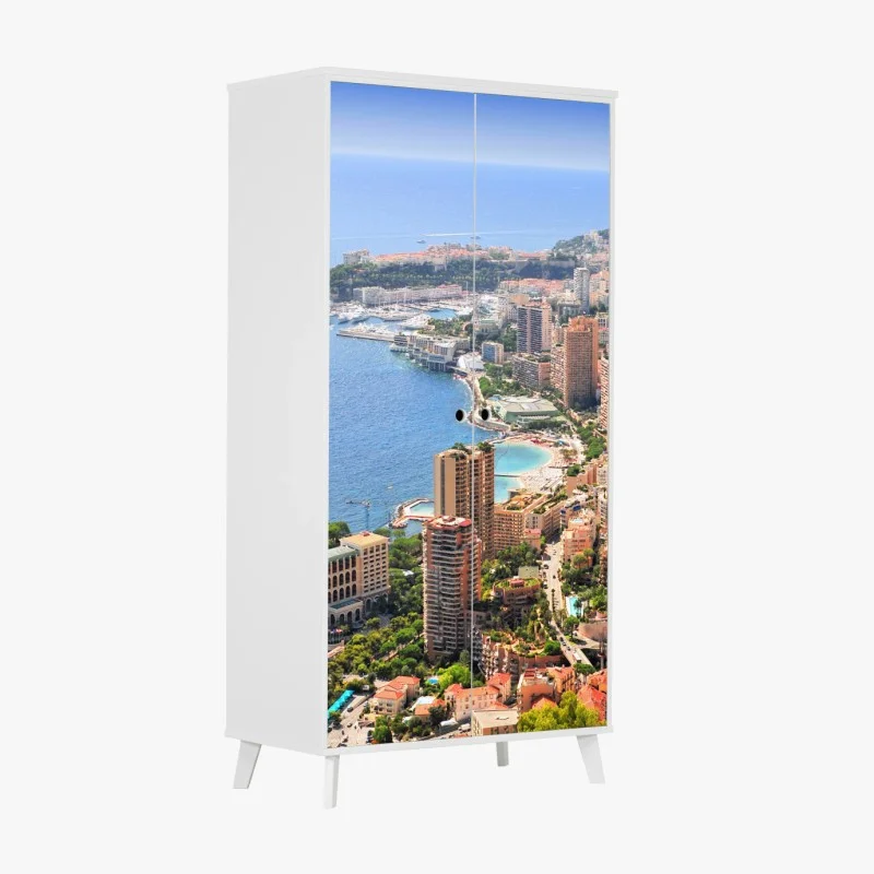 Adesivo per armadio vista aerea di Monaco: skyline e porto mediterraneo