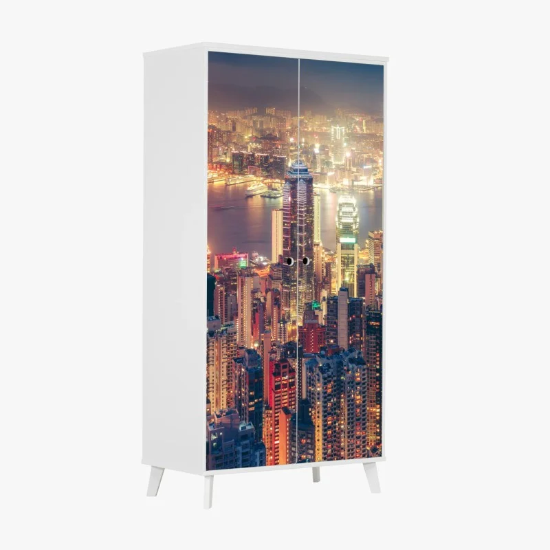 Adesivo per armadio panorama notturno di Hong Kong da Victoria Peak