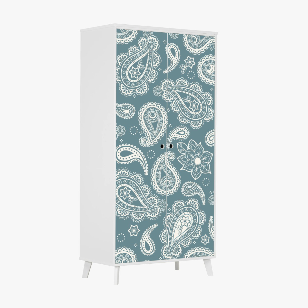 Adesivo per armadio motivo paisley turchese elegante • Wallissimo®