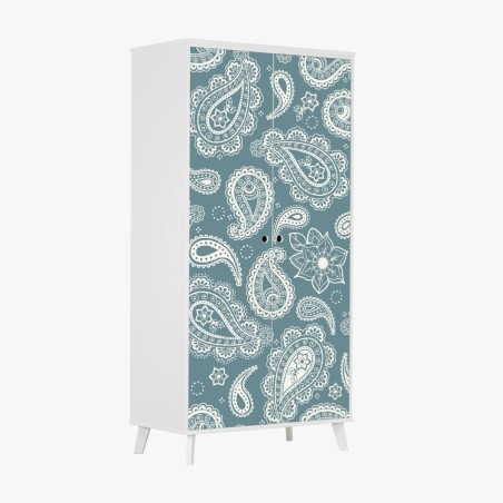 Adesivo per armadio motivo paisley turchese elegante • Wallissimo®