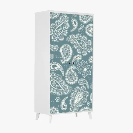 Adesivo per armadio motivo paisley turchese elegante • Wallissimo®