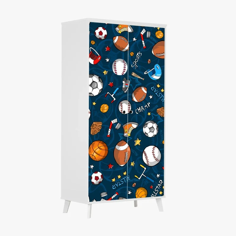 Adesivo per armadio motivo sportivo colorato per cameretta