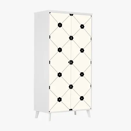 Adesivo per armadio pattern floreale geometrico in bianco e nero • Wallissimo®