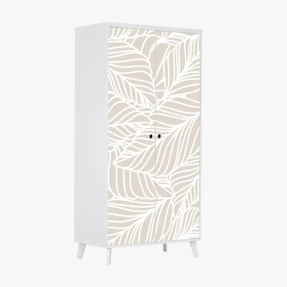 Adesivo per armadio motivo foglie beige elegante • Wallissimo®