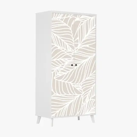 Adesivo per armadio motivo foglie beige elegante • Wallissimo®